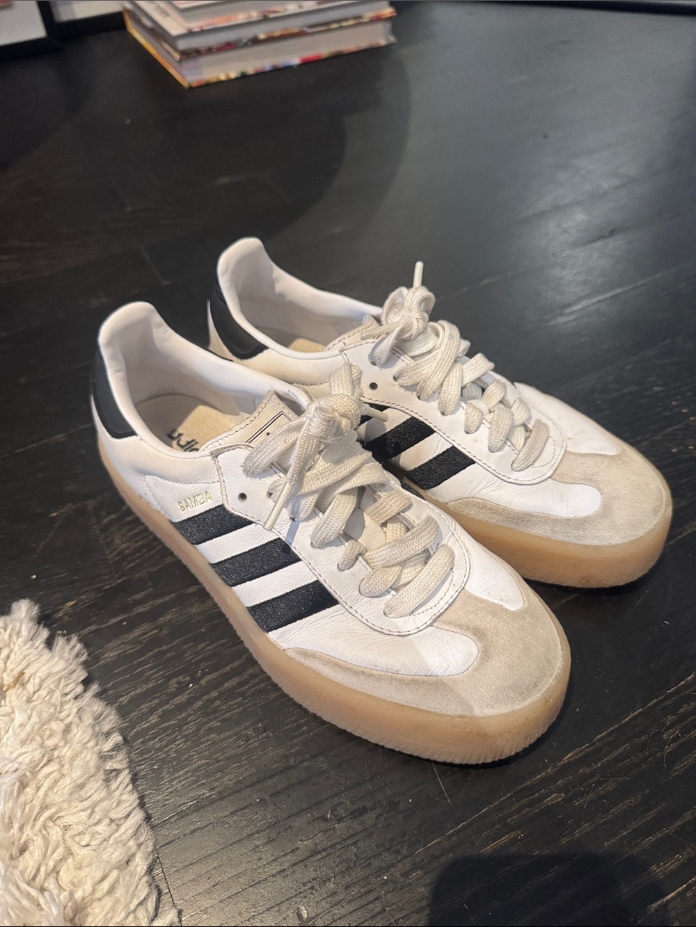 adidas Women's Sambae Shoes in White, Black and Gum